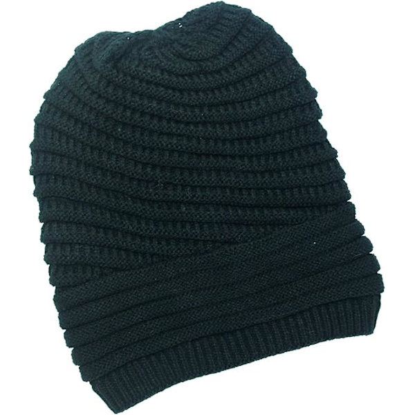 Dam Kabelstickad Mössa Slouchy Stickade Hattar Skull Cap