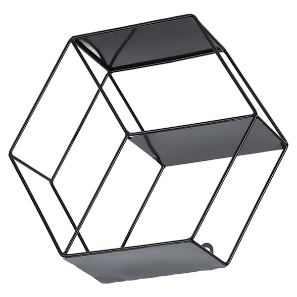 Hex Hylder Enkle Smedejerns Hexagonale Soveværelse Stue Kontor Væghylde Dekoration Sort