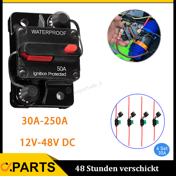 50A Automatisk Sikringsschalter 12V-48V Bilsikring