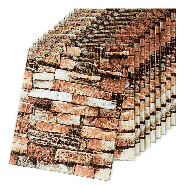 10PCS Wall Panels Peel and Stick Foam 3D Brick Wallpaper Peel