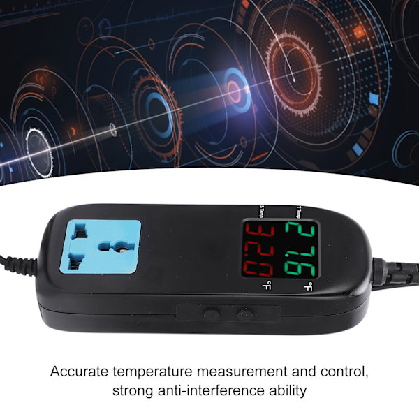 Digital Display Termostat Intelligent Elektronisk Temperaturregulator AC 90V~250V US Stik