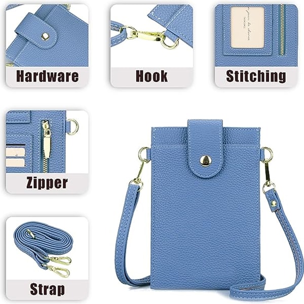 Liten mobiltelefon plånbok väska crossbody för kvinnor läder slim