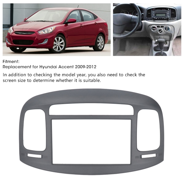 2DIN Bilstereo Radio Facia Instrumentbræt Panel DVD Ramme ABS Udskiftning til Accent 2009‑2012