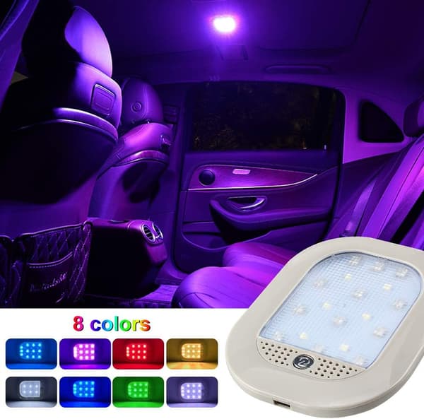 Bil LED Innvendig Taklys, USB Oppladbart 8 Farger LE