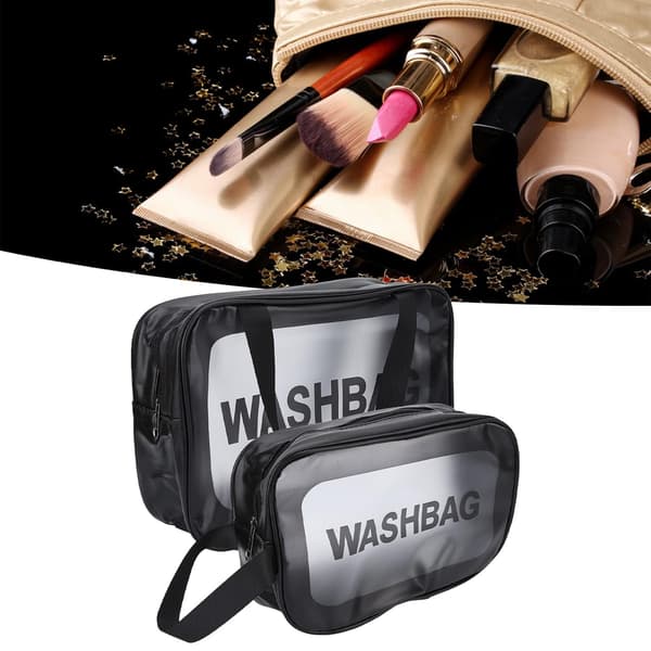 Makeup tasker, klar toilet taske, 2 stk. transparente makeup tasker med