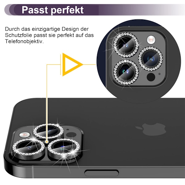 Kameraobjektivskydd för iPhone 14 Pro/14 Pro Max Kameraskydd, HD-glas + Aluminiumring Kameraskydd