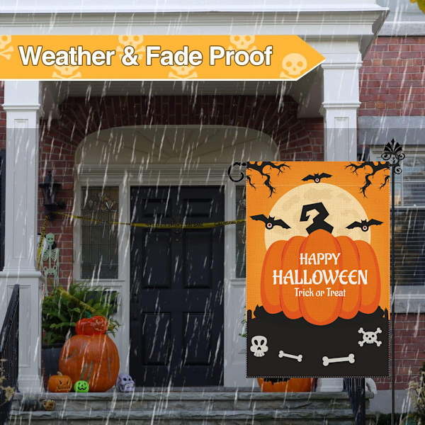 Halloween Hageflagg 12 x 18 Tommer, Halloween Flagg Burlap