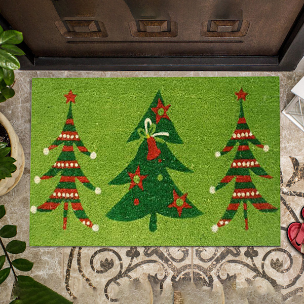 Jule Dørmatte Xmas Flannel Gulvmatte Glædelig Jul Hjem Indgangsdør Matte Anti Skridsikker Gulvtæppe til Stue