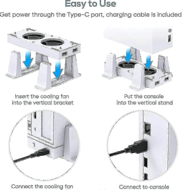 Justerbart kylställ med fläkt för Series S med USB-portar