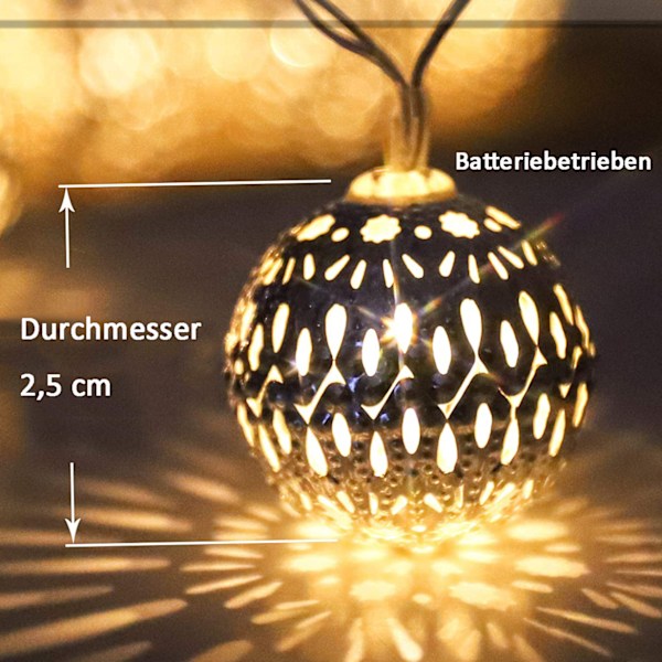 Färgskiftande Ljusslinga, Globe Marockansk Orb Dekorationsbelysning för Kreativ Festlig Belysning, Portabel 3 Meter Ljusslinga med Abstrakt Tusensköna