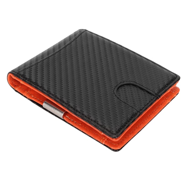 Men Slim Wallet 10 Credit Card Holder Slots Leather Money Clip RFID Blocking Bifold Front Pocket Small Thin Men's Wallet Black with Orange Interior