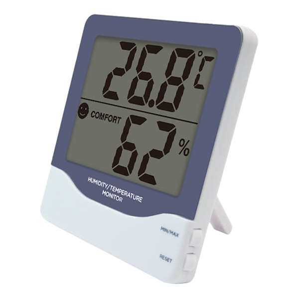 Inomhus Termometer Hygrometer, Portabel Digital Temperatur Luftfuktighetsmätare med Hög Noggrannhet och Tydlig Display, Klockfunktion för Enkel Tidtagning