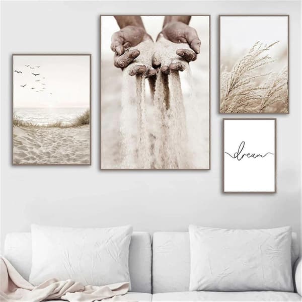 3 stk. Plakatsæt Billeder Boho Strand Pampas Græs Kunst Plakat Uden Ramme Print Billeder