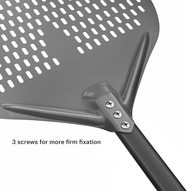 14\" perforert pizzaspade, lang stang hard anodisert alumina pizzaspade