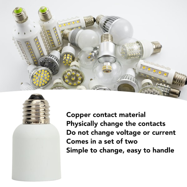 2 st E27 till E40 lampsockeladapter Professionell värmebeständighet Förhindrar brännande LED-lampbasadapter 110‑240V