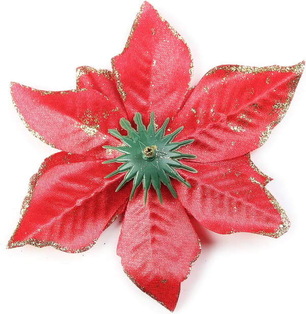 Julestjerne Julepynt Glitter Julestjerne Blomster til Juletræspynt (12 stk.) Red