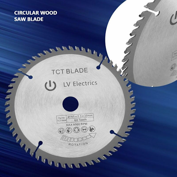 165 mm TCT cirkelsågblad - cirkelsågblad - roterande silverkapskiva för träskärning - 60 tänder