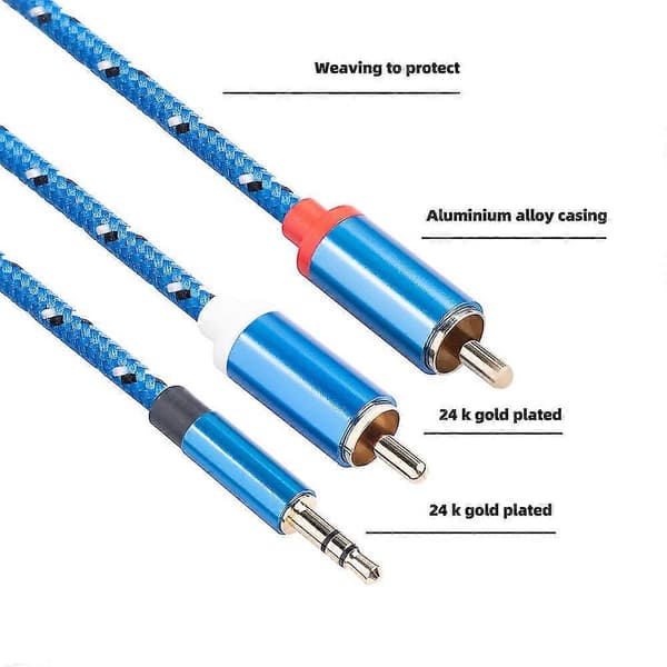 Rca Kabel 3.5mm Jack Han Til 2 Rca Han Hovedtelefon Aux Audio Splitter Kabel Til Forstærker Telefon Headp
