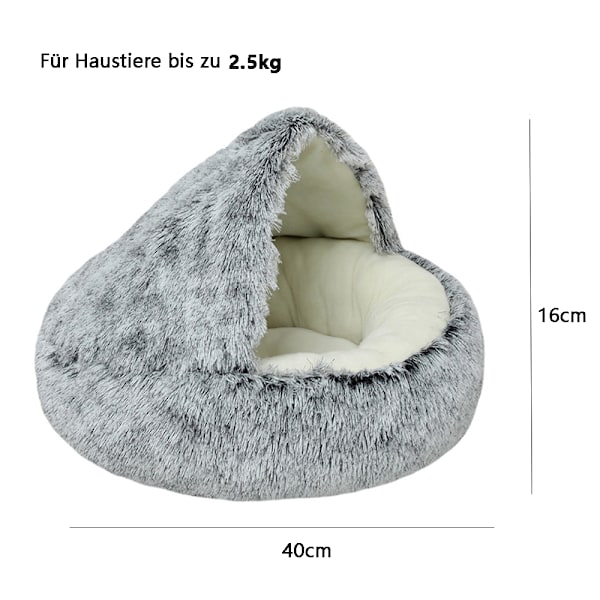 Vintervarm skal halvt slutet husdjurssäng 40cm gradient grå kort lugg