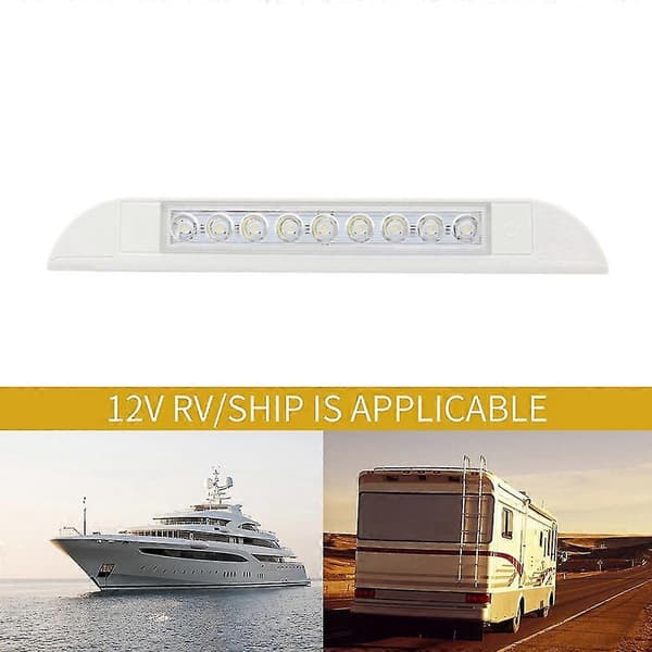 9 Led Markise Lys 12v 24v Vanntett 256mm Utvendig Campingvogn Bobil Strip Lampe Hvit