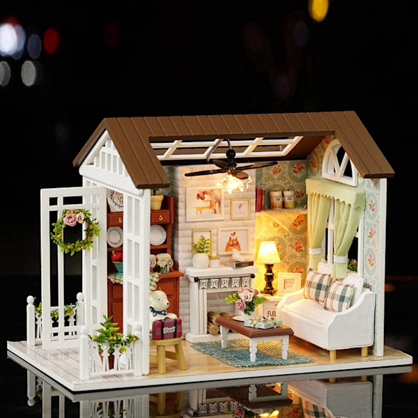 Romantisk Gåva Miniatyr Dockhus Kit, DIY Kreativt Rum med Dekorativa Möbler, Sött Dockhus Premium Material Säker Ofarlig Hållbar Användning för
