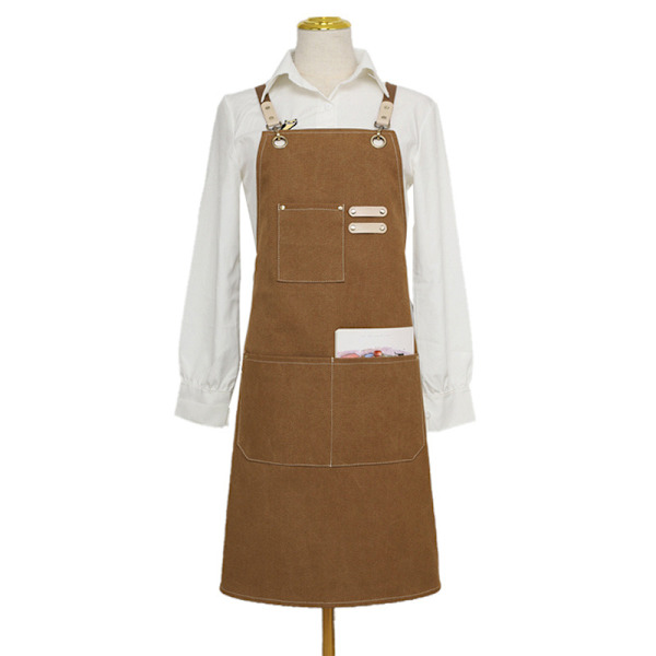 Työesiliina Unisex Canvas-selkähihnoilla ja 3 taskulla, kokki-esiliinat puuntyöstöön ja maalaamiseen