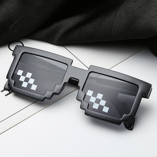 5-pak Thug Life solbriller, pixelerede solbriller, mænd kvinder glas
