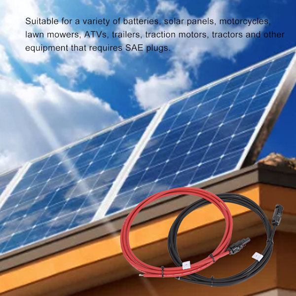 3 Meter Koblet Kobberkabler Solcellepanel Forlengelseskabel for Solfotovoltaisk Kabelutstyr Svart Rød