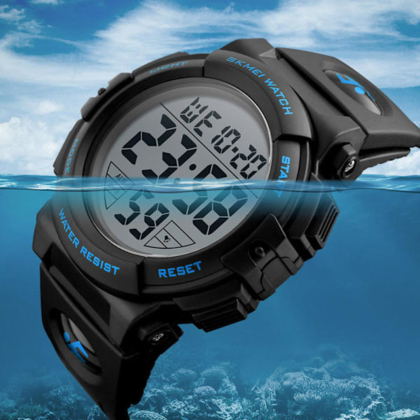 50 M Vattentät Sport Digital Klocka Silikon Armband med Alarm/Stoppur/LED-ljus/Stötsäker/Datum