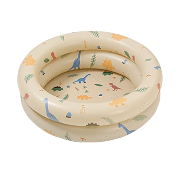 Uppblåsbar pool för baby retro uppblåsbar pool familj söt stil tjockare vattenpool beige dinosaurie