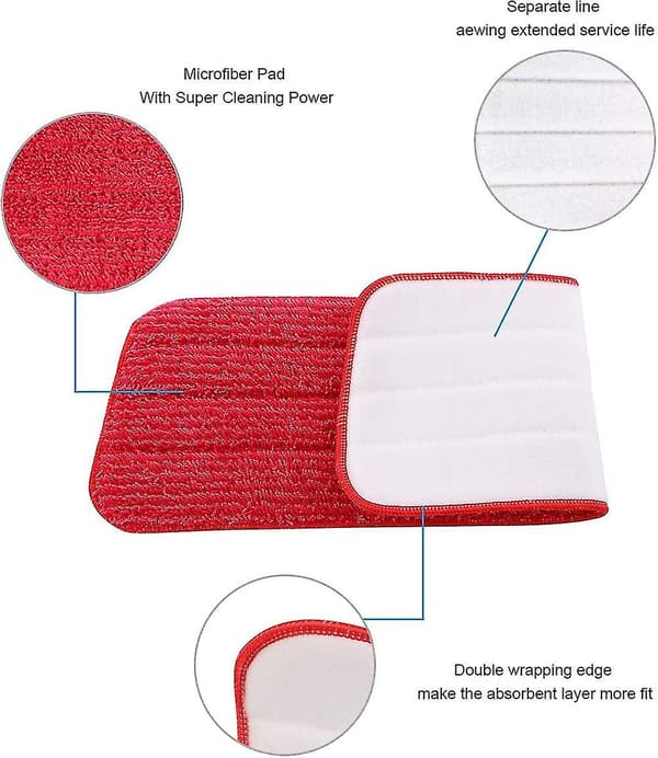 6 stk. udskiftningsmoppe, udskiftningsmoppe rengøringspuder, mikrofiber spraymoppe til spraymopper, 42 * 14 cm