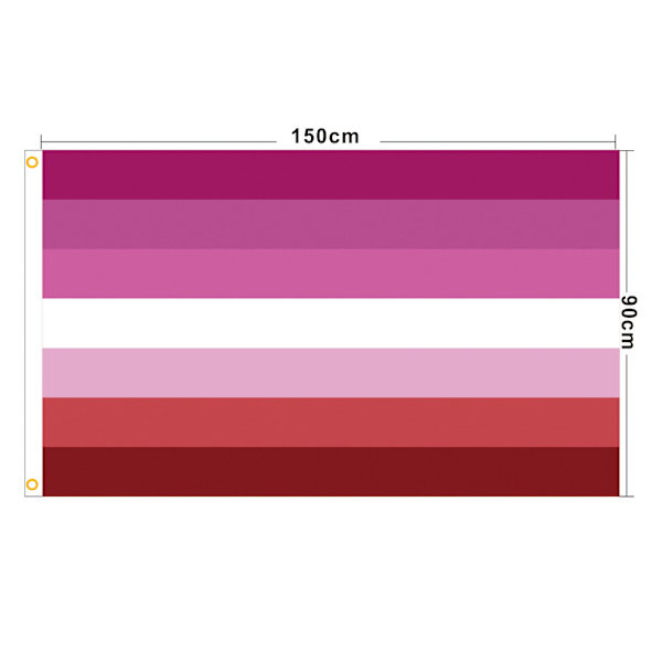 Lesbisk Pride Flagga 3x5 Ft - Sunset Les Rainbow Banner Stripes Flag Printed Banner
