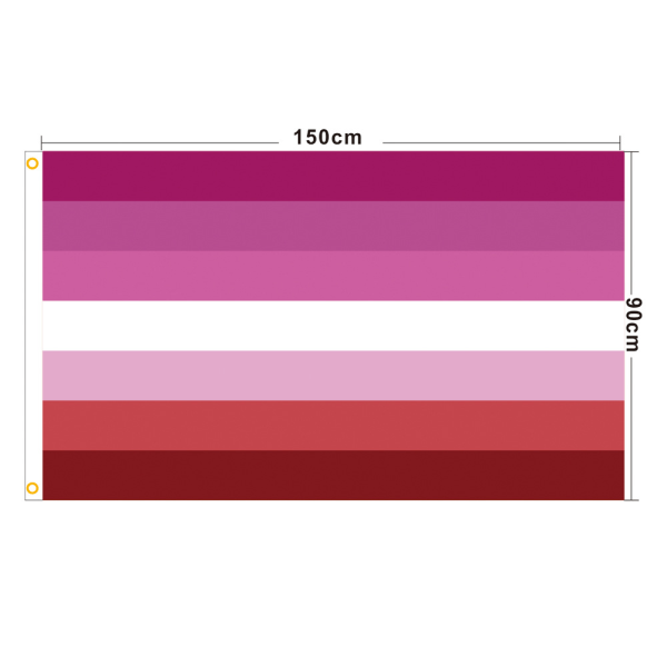 Lesbisk Stolthedsflag 3x5 Fod - Solnedgang Les Regnbue Banner Striber Flag Trykt Banner