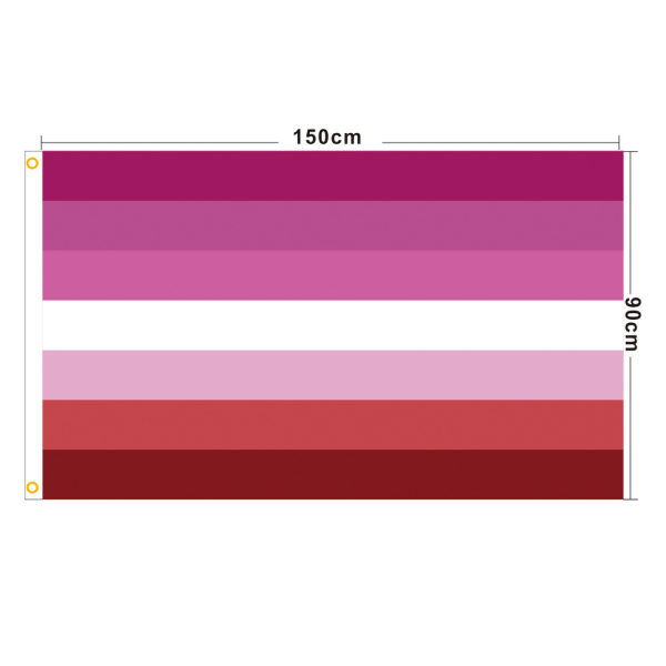 Lesbojen ylpeyslippu 3x5 jalkaa - Auringonlaskun lesborainbo-lippu raidallinen lippu painettu lippu