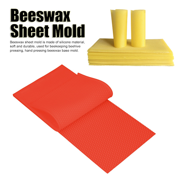 2 stk. 5,4 mm Bivoksgrundplader Presse Prægemaskine Manuel Silikon Bivoksform DIY Biavl Værktøj 41,3x20,5CM Rød