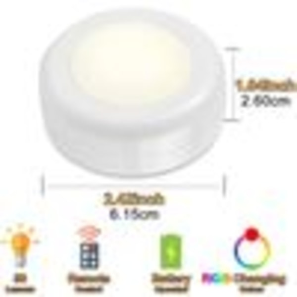 Färgskiftande LED Trådlös Bänkbelysning, Minnesfunktion & Touch Dimbar RGBW Trycklampa För Flera Platser (RGB 16 Färger), Magnetisk