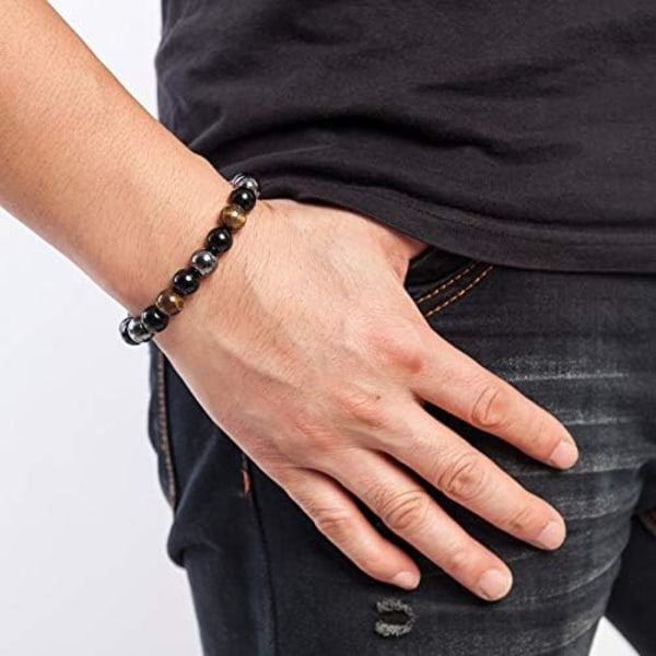 2PCS Hematit Magnetisk Terapi Armband för Män Kvinnor, Triple