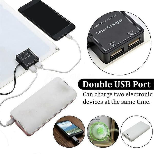 12v Bærbart Solcellepanelsett 2 Usb-laderporter Med 60a Solcelleladeregulator Off Grid Monokrystallinsk