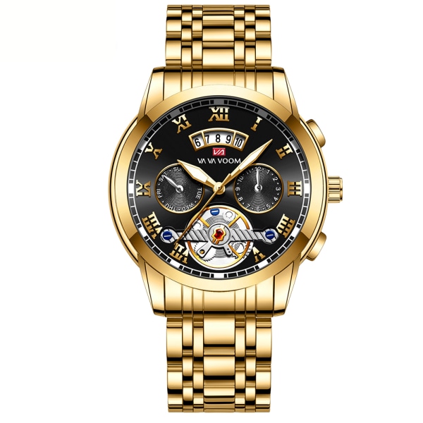 Herreklokke Chronograph Vanntett Analogt Armbåndsur Stor Skive Lysende Dato Klokker for Menn Klassisk Elegant Gave