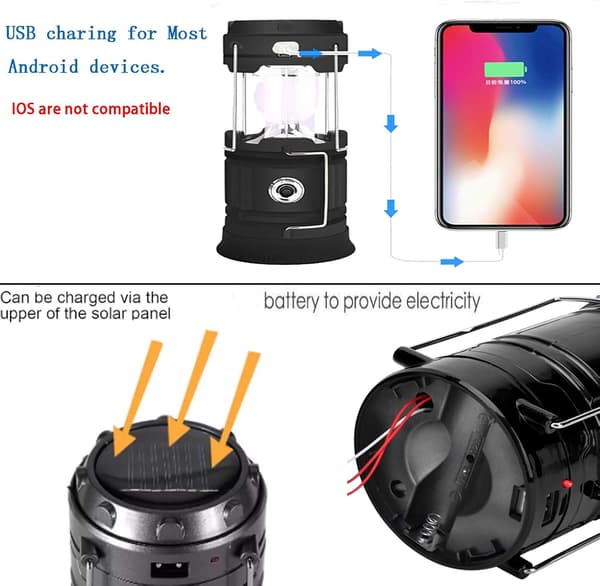 Bærbar LED Camping Lantern - Ultra Bright USB Oppladbar Solar