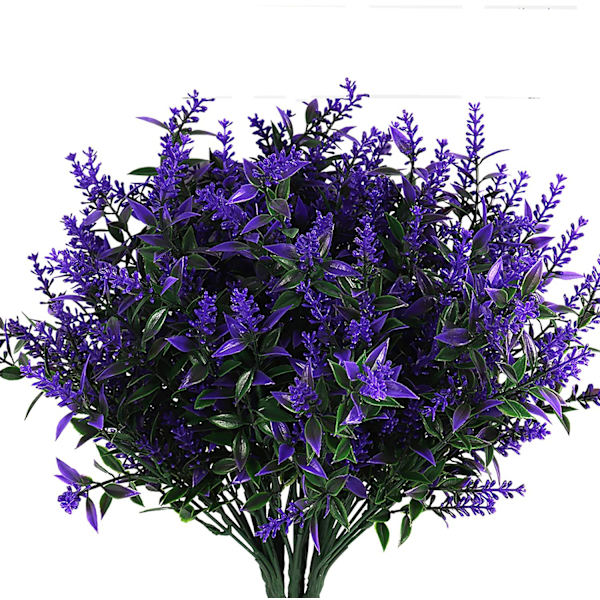 8 buketter konstgjorda lavendelblommor växter UV-beständiga konstgjorda