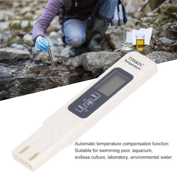 EC TDS Meter 3 i 1 3 Taster 0‑9999ppm Vandkvalitetstestpen EC TDS Meter til Drikkvand Akvarier Pool