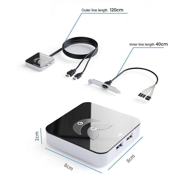 Desktop Computer Power Switch USB3.0/2.0 5Gbps PC Ekstern Strømknap Strømforsyningskontroladapterkabel Universal Højhastighedstransmission Desktop C