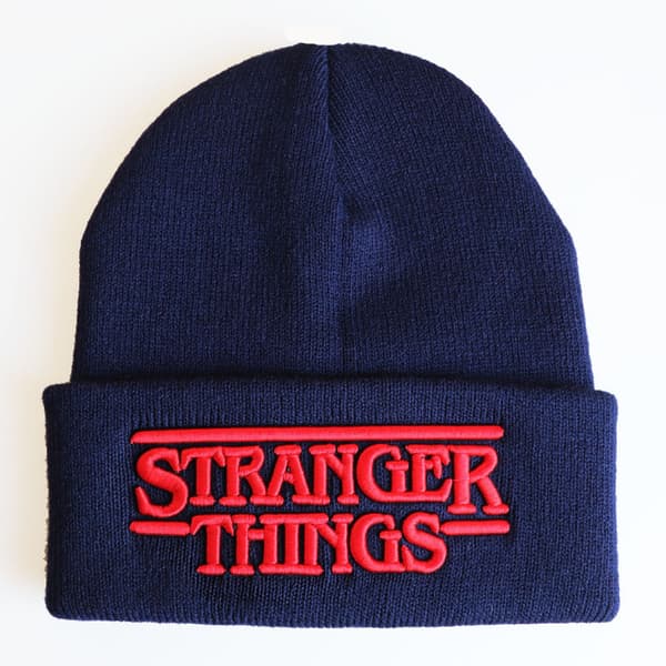 Stranger Things sæson 4 broderet strikhue vintervarme skihue unisex marineblå