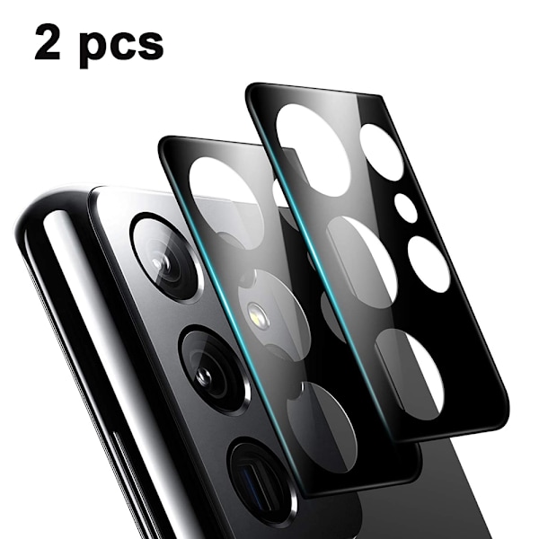 2-pack kompatibel med Samsung Galaxy S21 Ultra 6,8 tum, kameralinsskydd stödjer fingeravtryckslåsning enkel installation bubbelfri