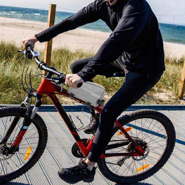 Vattentät cykelväska för utomhussporter, ramväska för cykel, triangulär väska för främre ramrör (Grå)