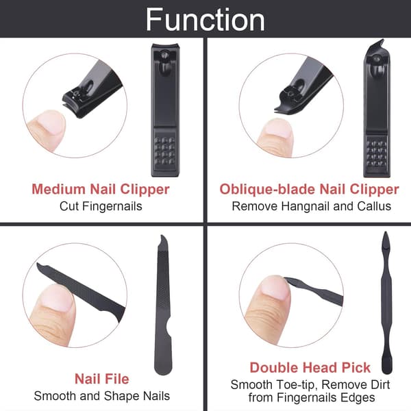 (Sort) Manicure- og Pedicuresæt, 10 dele Manicure og Pedicure