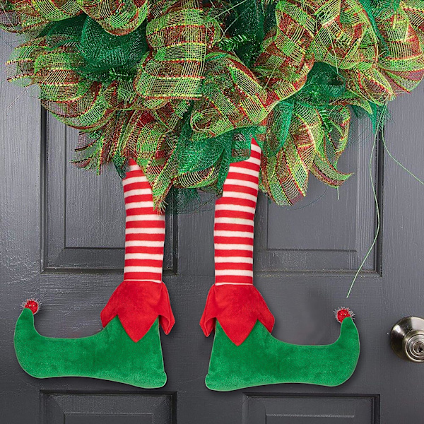 23” Julenisse-Stuffede Ben Fastgjort Til Topppynt For Juletreet -Xm