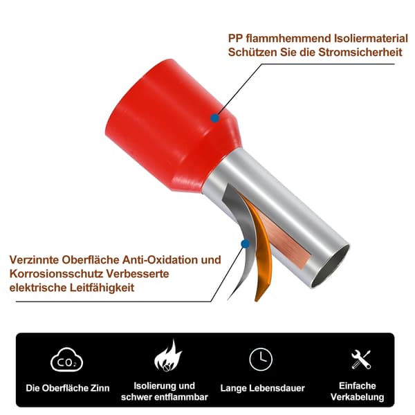 100 stk. rørformede forisolerede terminaler - messing VE-1018