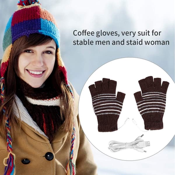Kaffe USB-uppvärmda handskar för män och kvinnor USB 2.0-driven Full H